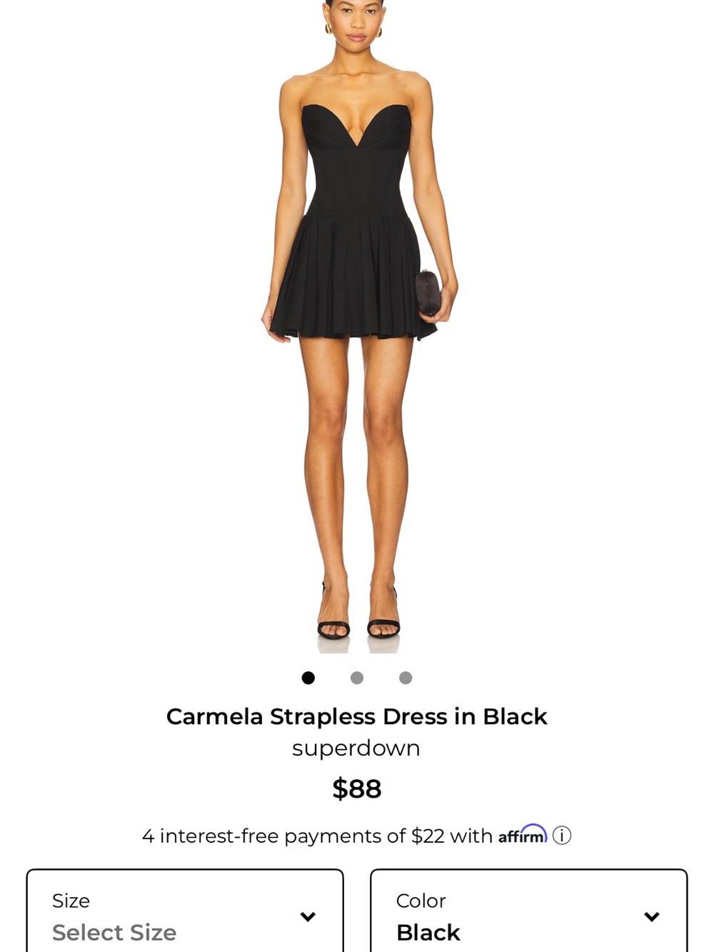 superdown Strapless Sweetheart Mini Dress in Black - Picture 1 of 3